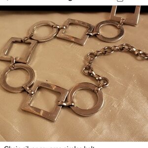 Silver-tone Chain Belt Circles & Squares